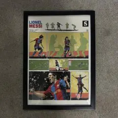 リオネル・メッシ バルセロナ　アートプリント フレーム付き　A4 パロディー