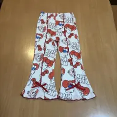新品　Hello Kitty 総柄 フレアパンツ リボン付き100のサムネイル