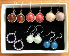 天然石 ハンドメイド ピアス まとめ売り　セット 6点