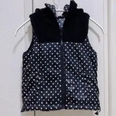 ボアベスト ドット リバーシブル 110～120 防寒 モノトーン