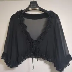 フリル付きブラックボレロ　結婚式・パーティー