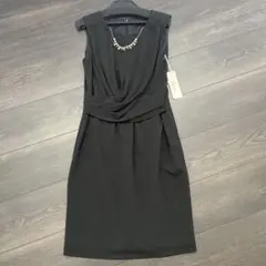 新品定価23000円ランティーユビジュー付き黒ドレープドレス