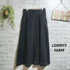 ローリーズファーム ロングフレアスカート 配色ステッチ 大人可愛い ウエストゴム