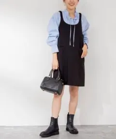 【新品】 NOLLEY'S ウォッシャブルミニジャンパーワンピース ブラックのサムネイル