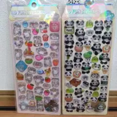 ぷっくりシール2枚セット　パンダ＆ゾウ 立体シール　ぷくぷくシール2枚セット