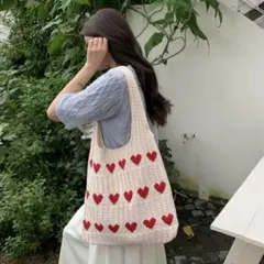 新品❤️ ハート柄 トートバッグ 折りたたみOK
