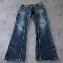 00s archive日本製EDWIN 刺繍縦落ちフレアデニム平成ギャル男y2k