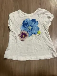 hakka 花柄 Tシャツ ホワイト　サイズ100 キッズマスクのおまけつきのサムネイル