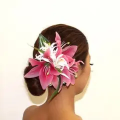 ハワイアンヘアクリップ　特大　髪飾り　振袖　成人式　マウナロア