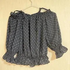 【値下げ中‼️】WEGO 2way オフショルブラウス　マルチドット　ブラック