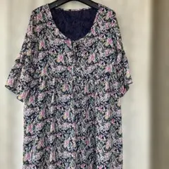 フェリシモ　花柄半袖チュニック　ワンピース　Mサイズのサムネイル