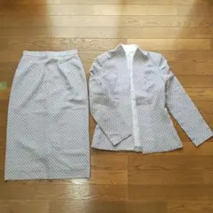 水玉模様スーツ（グレー）古着 60年代 ヴィンテージ レトロ 春物