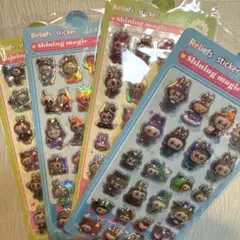 LABUBU 3D ぷっくり立体 ボンボンドロップシール 4枚セット(数量限定)