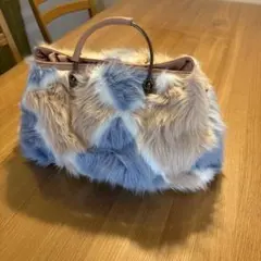 ファー ボストンバッグ ショルダーバッグ　取手の跡あり