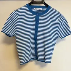 ZARA ボタン付きショートスリーブトップス XL