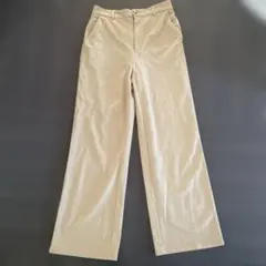 GU ベージュ ワイドストレートパンツウエストゴム L size