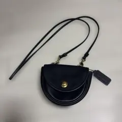 OLD COACH ブラック レザー ショルダーバッグ