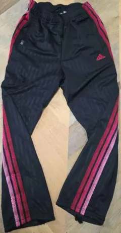 00s adidas ストライプ トラックパンツ ブラック/ピンク y61