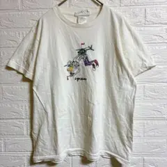 輸入古着♡LEFT ALONE【S】ホワイト 刺繍 半袖Tシャツゆったり