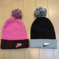 NIKE ニット帽 ポンポン付き（取外し可） 2点セット