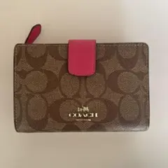 COACH 二つ折り財布 ブラウン ピンク