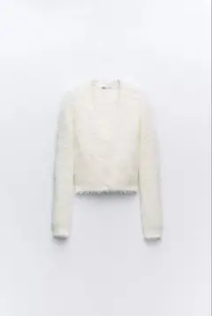 ZARA フェイクファーカーディガン ホワイト