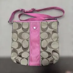 コーチ 中型ショルダーバッグ ベージュ ピンク