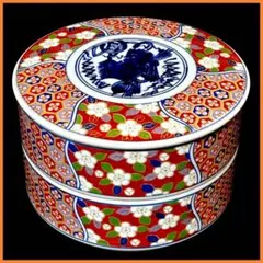 九谷焼　　三段重 赤小紋四君子　お正月 九谷焼 三段重 赤小紋四君子 お正月