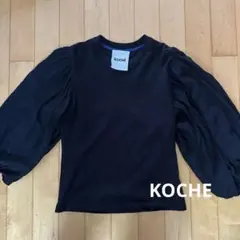 KOCHE 黒の五分袖ドレープシャツ