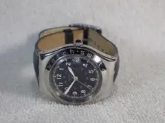 swatch2003ステンレススチール男女兼用時計 黒・電池交換済み・稼動中美品