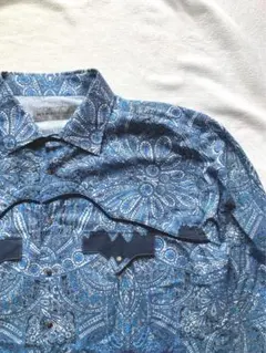 エトロ　ペイズリー　ウエスタンシャツ　2XL ネイビーパープル　イタリア製　美品
