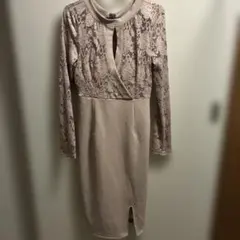 No.608 dazzy storくすみピンクレース タイトドレスL