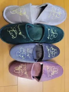 ミッキーマウス刺繍スリッパセット