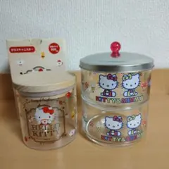 ハローキティ＆ミミィ Wグラスボックス 2段 ガラスキャニスター 2個セット