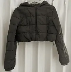 黒 クロップドジャケット フード付き