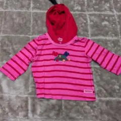 ミキハウス フード付きロングTシャツ 80cm ピンク
