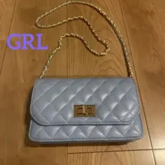 GRLキルティング ブルー　ショルダーバッグ　 水色　バッグ ゴールド金具
