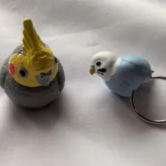 オカメインコ　フィギュア　 セキセイインコ 指輪 2点セットのサムネイル