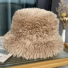 ベージュ ファー風 バケットハット