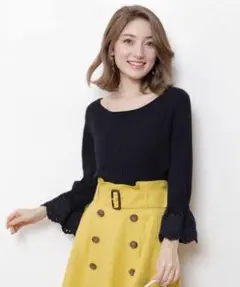 ❤︎アプワイザーリッシェ カットワークニット ネイビー