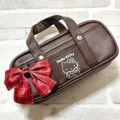 【新品・匿名配送】 ハローキティ スクバ風 筆箱 ペンポーチ ブラウン