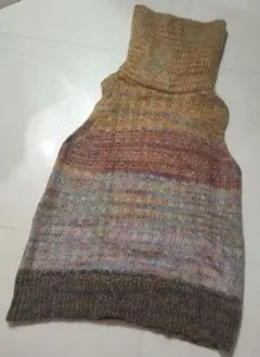 Mila Owen マルチカラータートルネックノースリーブニット オレンジ系