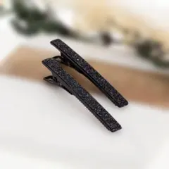 韓国ヘアピン 2個セット《ラメモチーフヘアピン 全4色》ブラック