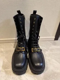 ブラックレザー厚底ブーツ　セルジオロッシ　新品のサムネイル