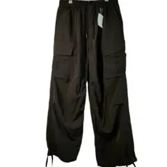 新品 グリーンレーベルリラクシング ワイド カーゴパンツ ブラック L