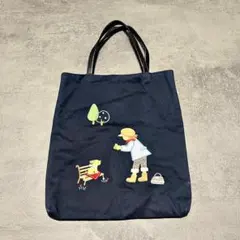 familiar ファミリア クマ刺繍 ネイビー トートバッグ マザーズバッグ