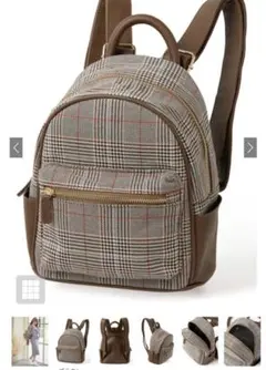 チェック柄ラウンドリュック
