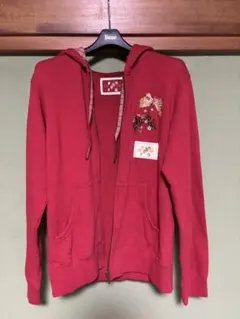 PINK HOUSE 赤 花柄 ジップアップパーカー