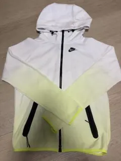 超激レア✨ナイキ ジップパーカー S 白×蛍光イエロー フード付　テックフリース
