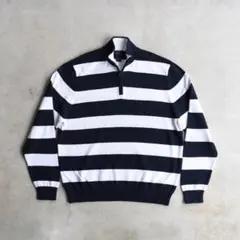 90s ブルックスブラザーズ ハーフジップ ボーダーニット セーター L 未使用